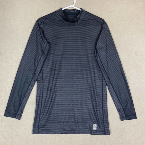 Nike Pro‎ Combat Athletic Top Adult Extra Large Black Compression Hyperwarm Mens - Picture 1 of 14